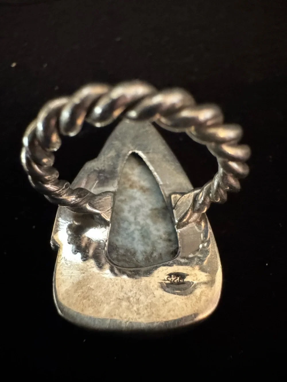 Handcrafted sterling Silver Ring with Light Blue natural larimar Teardrop‎ Stone